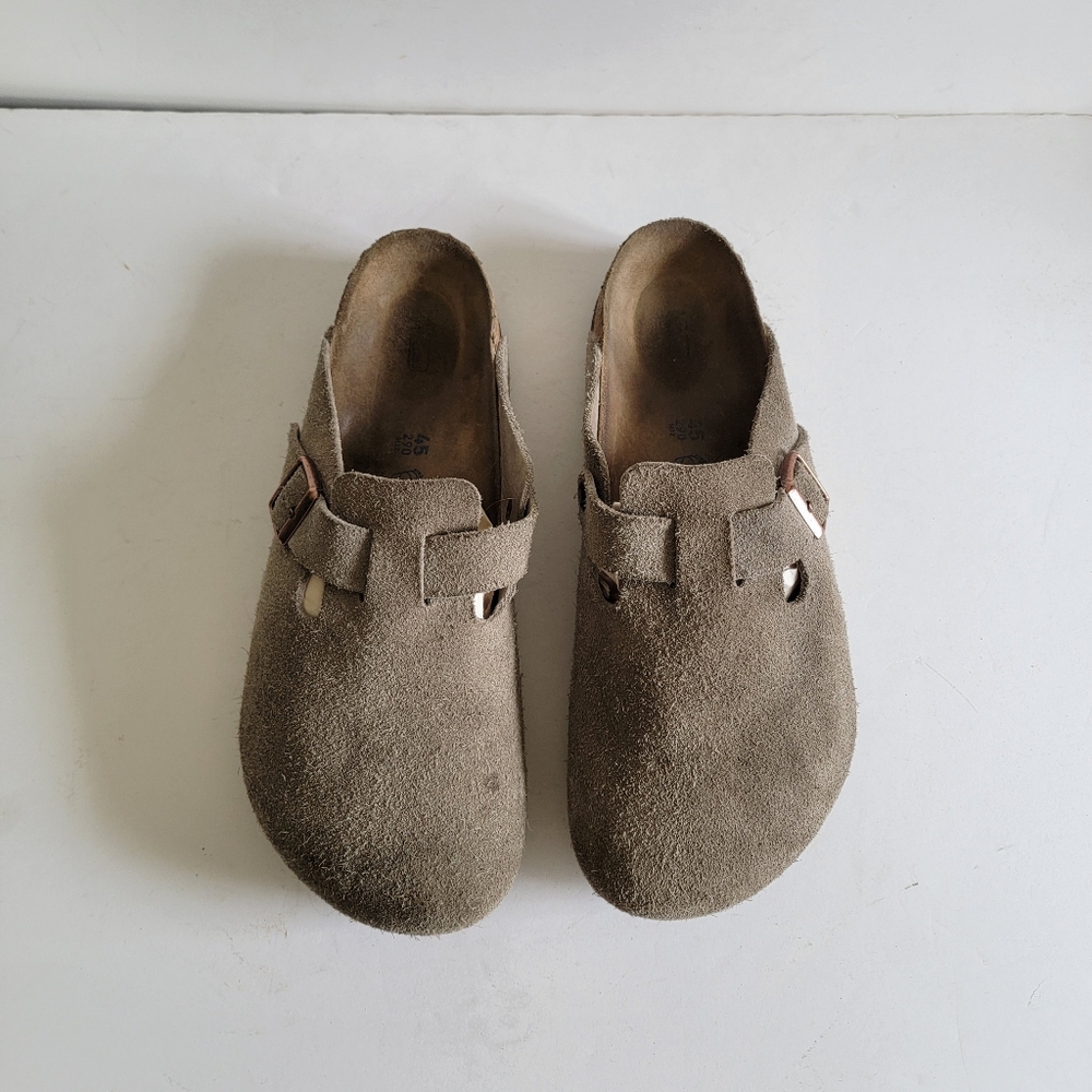 Birkenstock Boston Clogs Mens 45 12 12.5 Taupe Suede Slip On Neutral Minimalist - Picture 3 of 16
